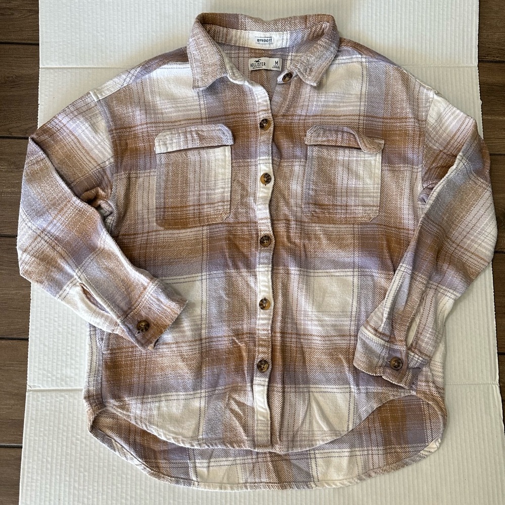 Hollister womens boyfriend fit flannel plaid top